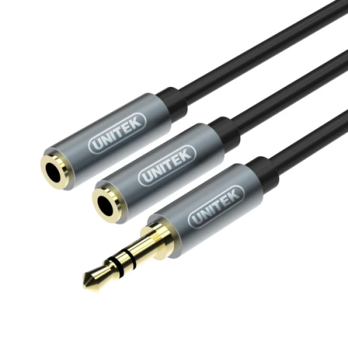 Przewód Unitek mini-jack 3,5mm (M) - 2x 3,5mm (F)