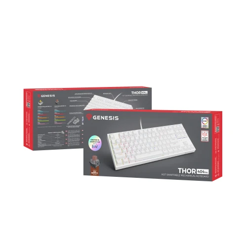Klawiatura Genesis Thor 404 TKL RGB Kailh Box Brown Hot-Swap White