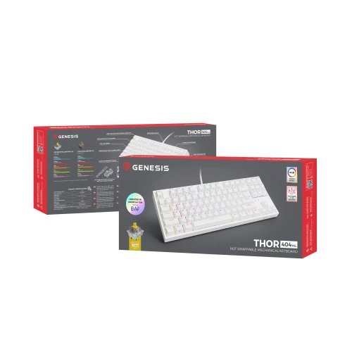 Klawiatura Genesis Thor 404 TKL RGB Gateron Yellow Pro Hot-Swap White