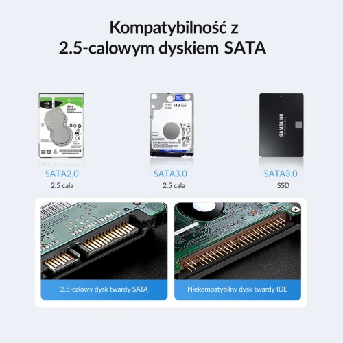 Obudowa na dysk Orico 2,5" USB-C 3.1 6Gbps czarna