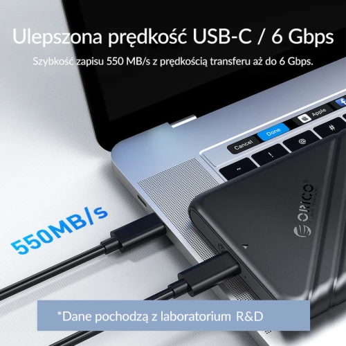 Obudowa na dysk Orico 2,5" USB-C 3.1 6Gbps czarna