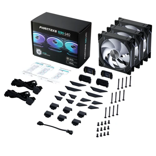 Wentylator Phanteks D30 140mm PWM D-RGB Black 3-pack