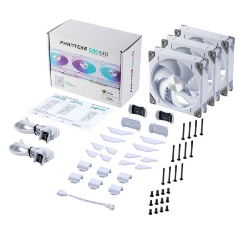 Wentylator Phanteks D30 140mm PWM D-RGB White  3-pack