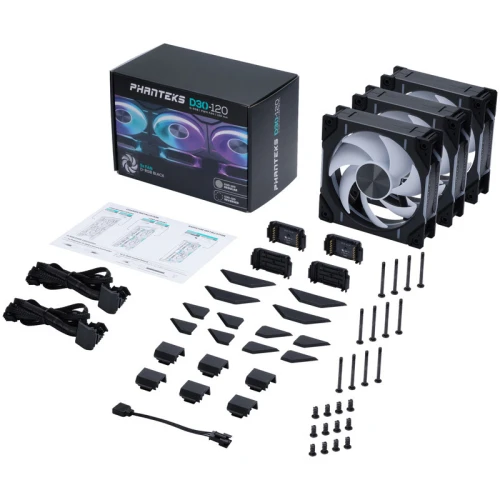 Wentylator Phanteks D30 120mm PWM D-RGB Black 3-pack