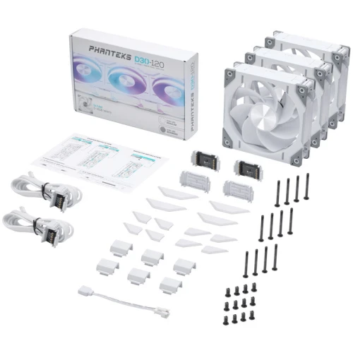 Wentylator Phanteks D30 120mm PWM D-RGB Reverse White 3-pack