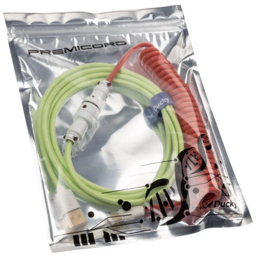 Kabel do klawiatury Ducky Premicord Strawberry Frog (USB Typ C do Typ A) - 1,8M