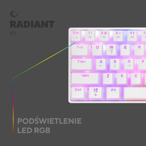Klawiatura Rampage RADIANT K11 Pudding White Red Switch