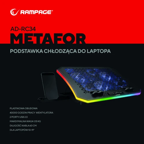 Podstawka chłodząca do laptopa Rampage RC34