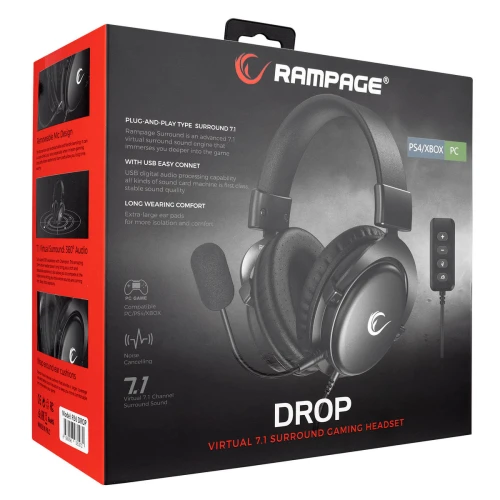 Słuchawki Rampage R36 DROP USB 7.1 RGB