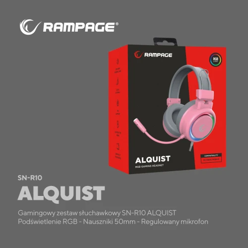 Słuchawki Rampage SN-R10 ALQUIST Pink RGB