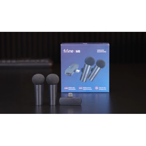 Mikrofon krawatowy Fifine M8 Mikroport Podwójny 2.4GHz