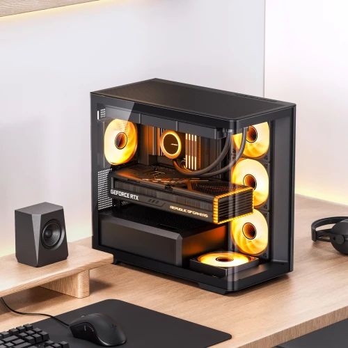 Obudowa Jonsbo D300 Midi-Tower, mATX, 270 Grad, Tempered Glass - schwarz