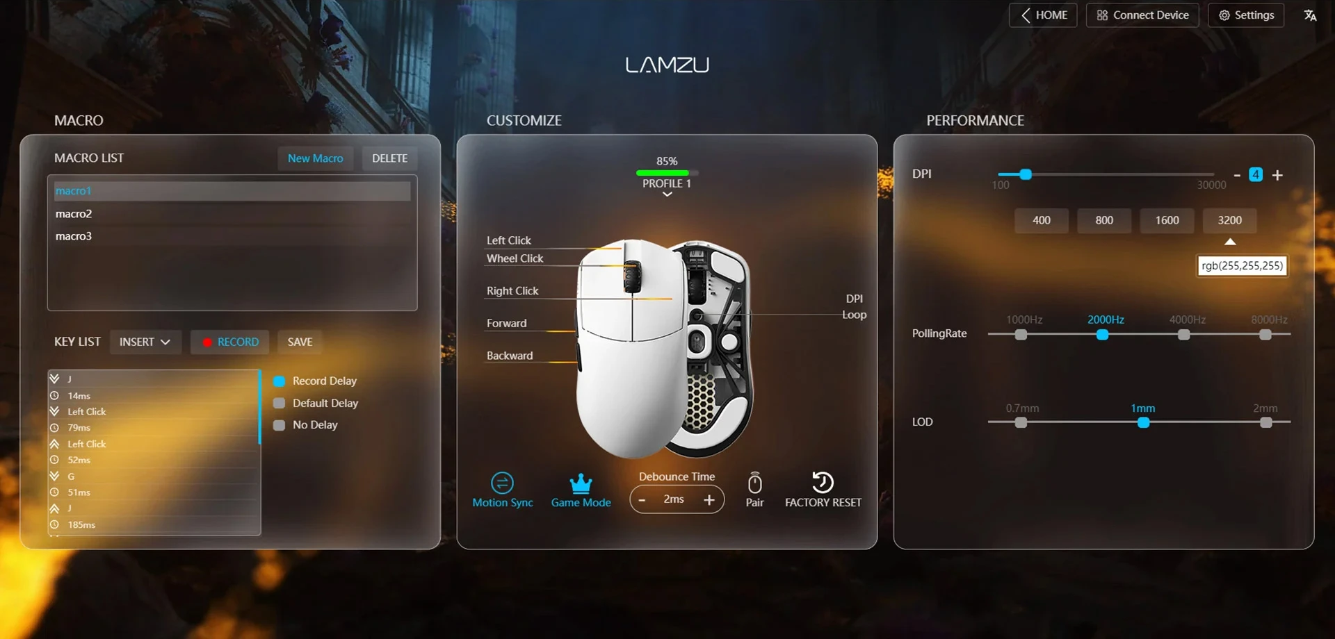 Mysz Lamzu Maya X 8K Wireless - software Aurora