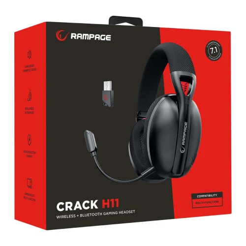 Słuchawki Rampage CRACK H11 Black USB 7.1 Wireless