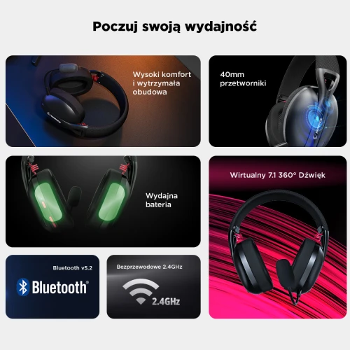 Słuchawki Rampage CRACK H11 Black USB 7.1 Wireless
