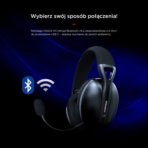 Słuchawki Rampage CRACK H11 Black USB 7.1 Wireless