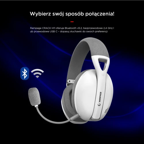 Słuchawki Rampage CRACK H11 White USB 7.1 Wireless