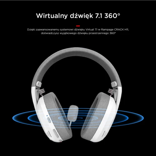 Słuchawki Rampage CRACK H11 White USB 7.1 Wireless