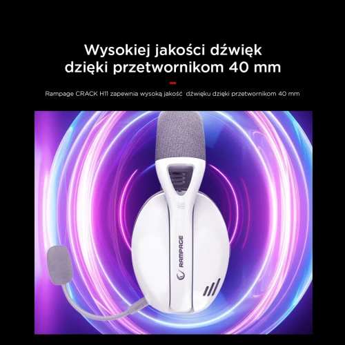 Słuchawki Rampage CRACK H11 White USB 7.1 Wireless