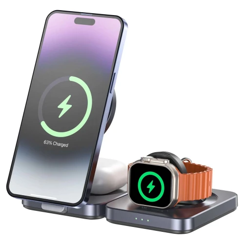 Ładowarka magnetyczna Unitek 3w1 Qi2 15W Składana stacja ładująca MagSafe