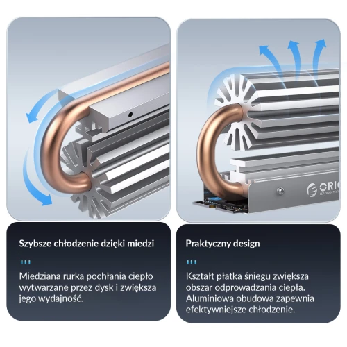 Radiator do dysku M.2 Orico miedziany