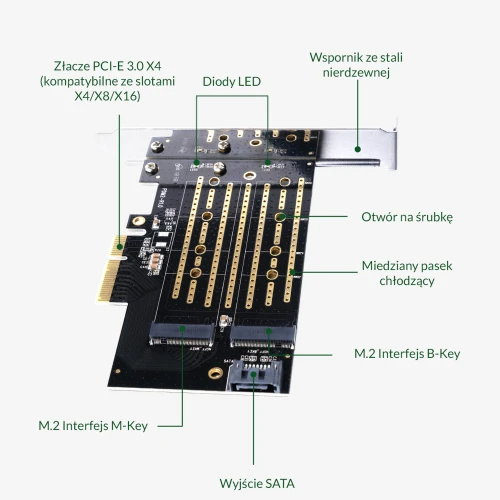 Karta PCI-E Kontroler Orico M.2 NVMe i M.2 SATA