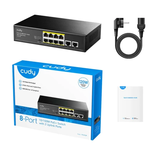 Switch Cudy FS1010PG Przełącznik sieciowy 8-portowy PoE+ 120W