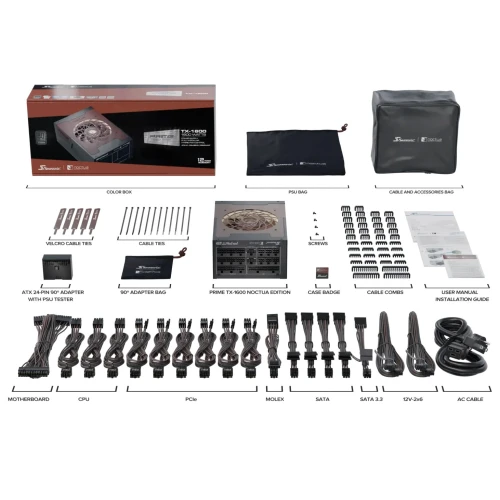 Zasilacz Seasonic PRIME TX-1600 Noctua Edition ATX 3.1 PCIe 5.1 80Plus Titanium 1600W