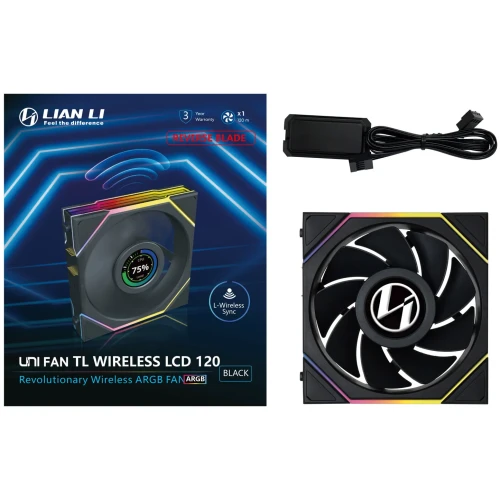 Wentylator Lian Li UNI FAN TL Wireless LCD ARGB PWM  Reverse Blade Czarny – 120mm