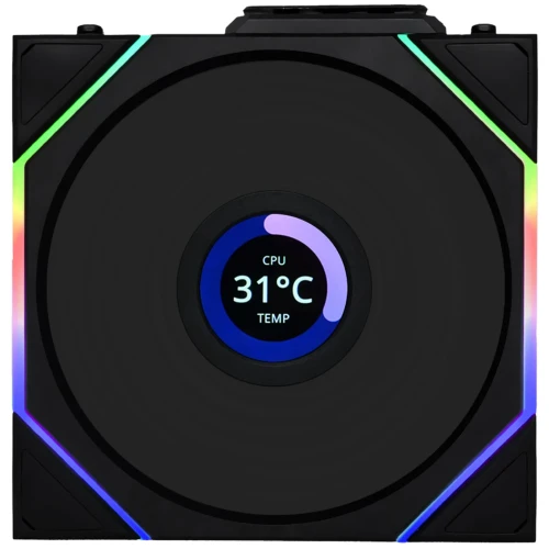Wentylator Lian Li UNI FAN TL Wireless LCD ARGB PWM Reverse Blade Czarny – 120mm 3-pack z kontrolerem