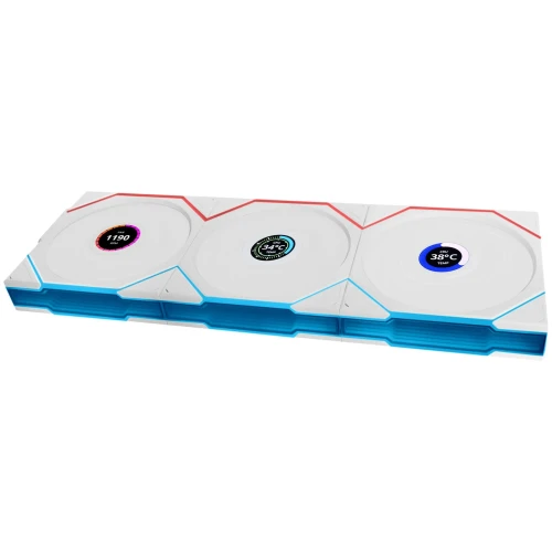 Wentylator Lian Li UNI FAN TL Wireless LCD ARGB PWM Reverse Blade Biały – 120mm 3-pack z kontrolerem