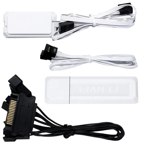 Wentylator Lian Li UNI FAN TL Wireless LCD ARGB PWM Reverse Blade Biały – 120mm 3-pack z kontrolerem