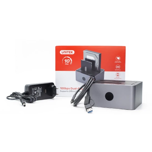 Stacja dokująca Unitek Y-3027GY01-EU HDD USB3.0 2x SATA 2,5''/3,5'' USB-C 10Gbps