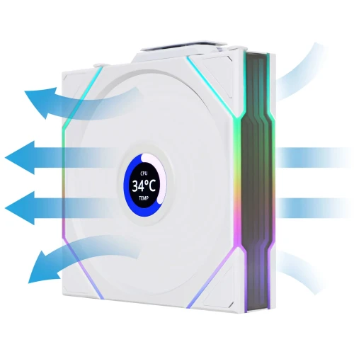 Wentylator Lian Li UNI FAN TL Wireless LCD ARGB PWM Reverse Blade Biały – 120mm