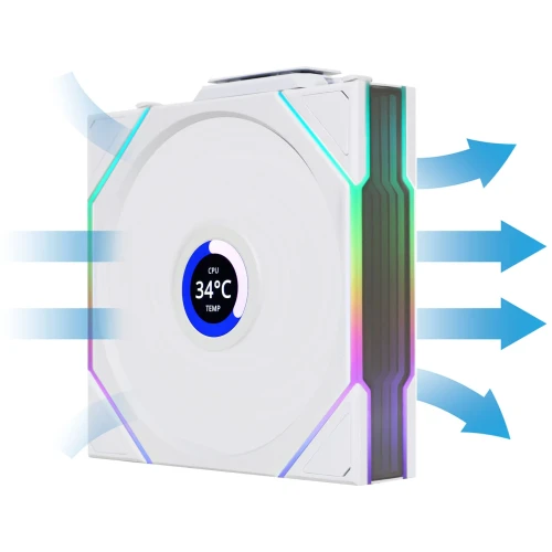 Wentylator Lian Li UNI FAN TL Wireless LCD  ARGB Biały – 120mm 3-pack z kontrolerem
