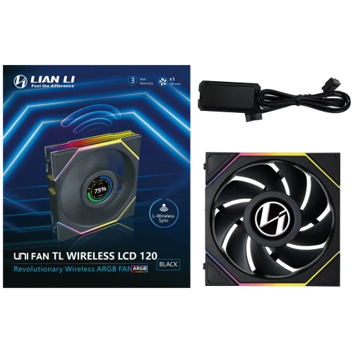 Wentylator Lian Li UNI FAN TL Wireless LCD ARGB PWM Czarny – 120mm