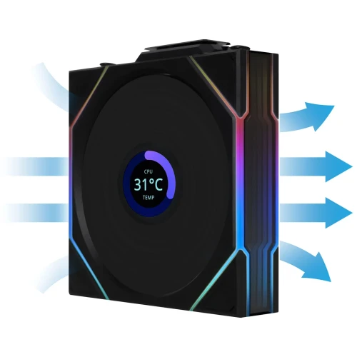 Wentylator Lian Li UNI FAN TL Wireless LCD ARGB PWM Czarny – 120mm 3-pack