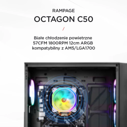 Chłodzenie Rampage Octagon C50 120mm ARGB White