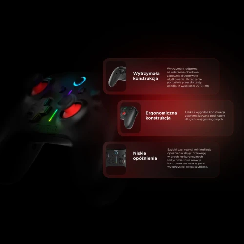 Gamepad Rampage Hydra RGB Kontroler Bezprzewodowy Czarny PC/Switch/Mobile
