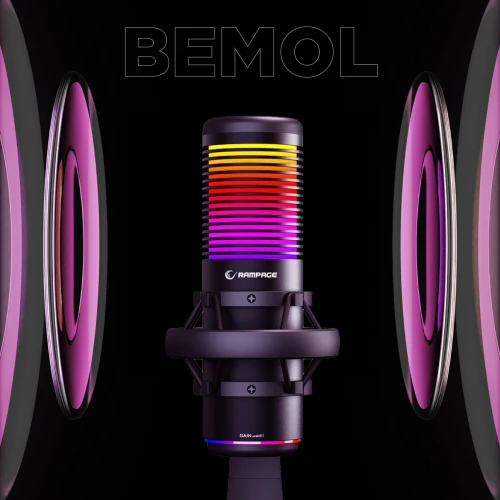 Mikrofon pojemnościowy Rampage Bemol RGB Black USB-C