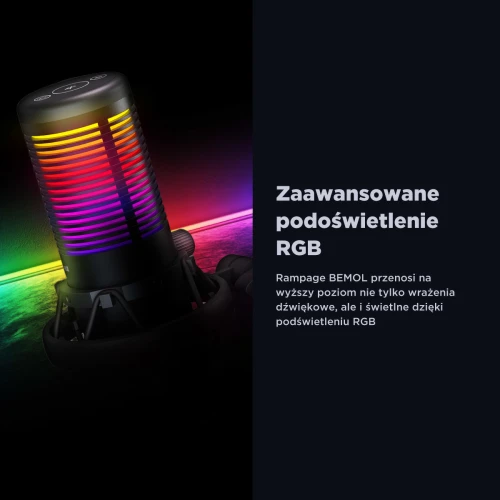 Mikrofon pojemnościowy Rampage Bemol RGB Black USB-C