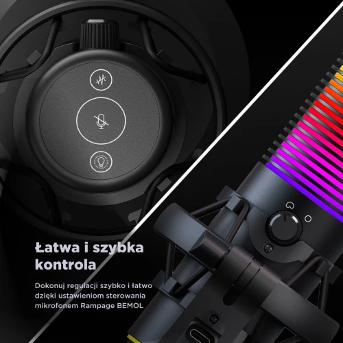 Mikrofon pojemnościowy Rampage Bemol RGB Black USB-C