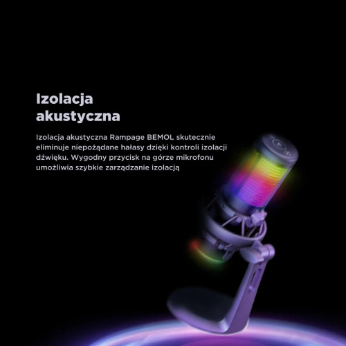 Mikrofon pojemnościowy Rampage Bemol RGB Black USB-C