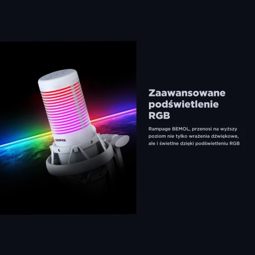 Mikrofon pojemnościowy Rampage Bemol RGB White USB-C