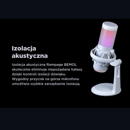 Mikrofon pojemnościowy Rampage Bemol RGB White USB-C