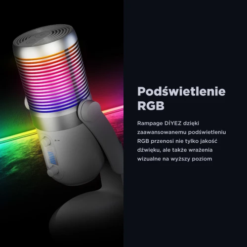 Mikrofon pojemnościowy Rampage Diyez RGB White USB-C
