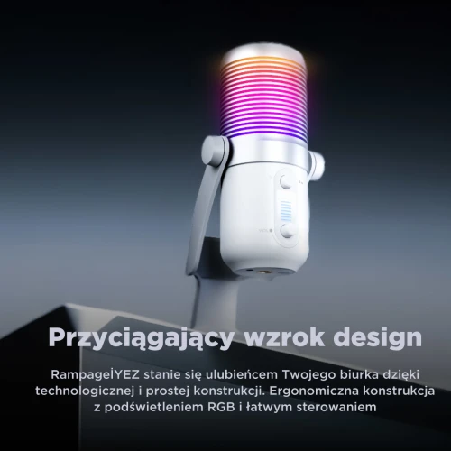Mikrofon pojemnościowy Rampage Diyez RGB White USB-C