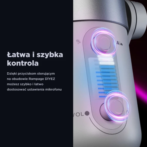 Mikrofon pojemnościowy Rampage Diyez RGB White USB-C