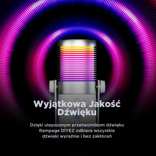 Mikrofon pojemnościowy Rampage Diyez RGB White USB-C