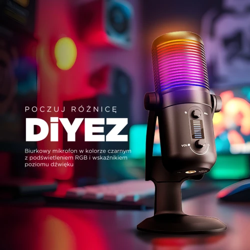 Mikrofon pojemnościowy Rampage Diyez RGB Black USB-C
